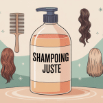 avis shampoing Juste illustration bouteille et types de cheveux