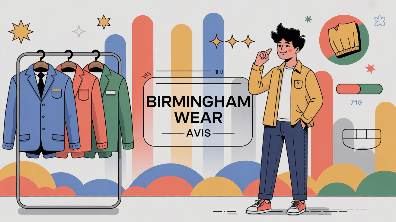 Birmingham Wear avis image stylisée jeune homme et vêtements