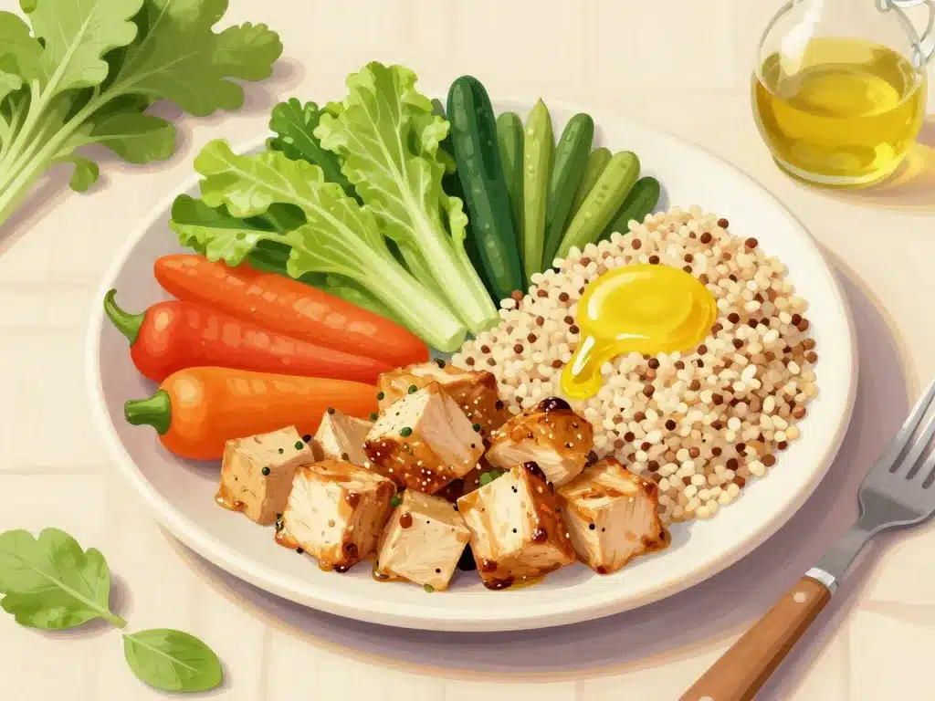 comment couper la faim repas équilibré visuel assiette