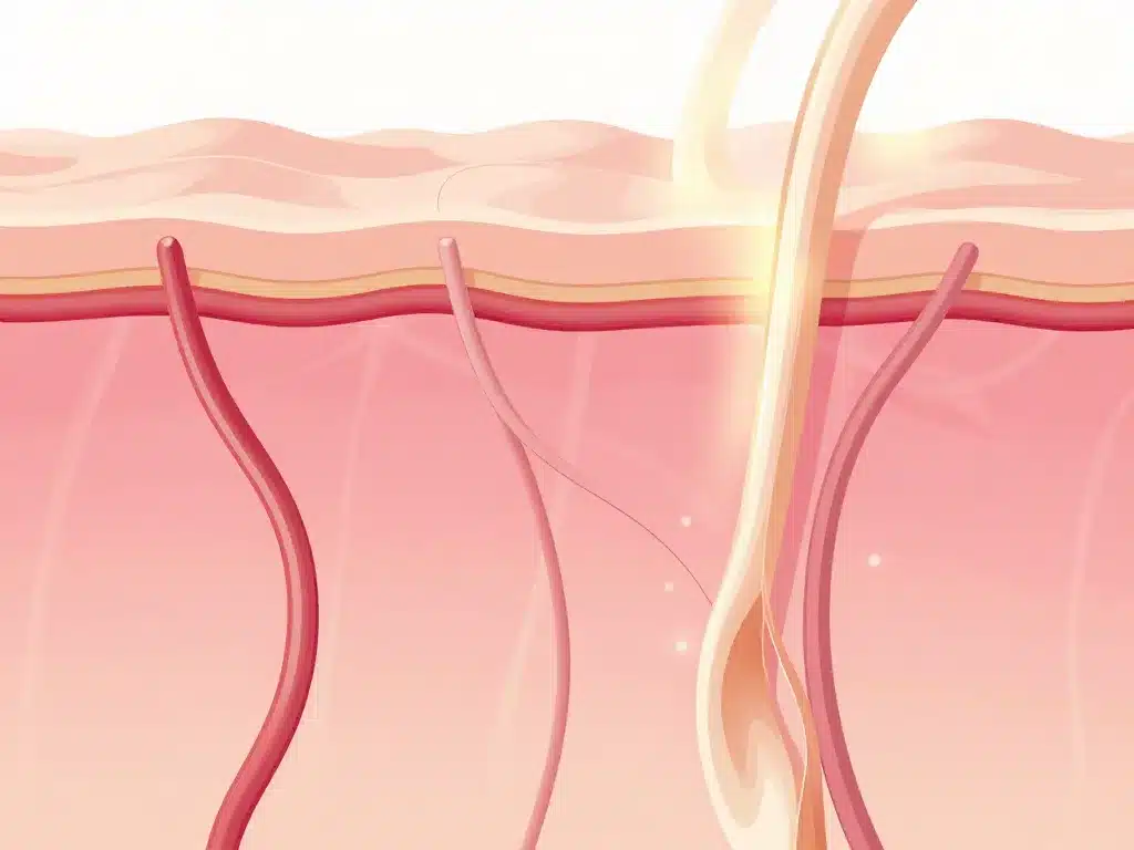 Schema coupe peau elasticite de la peau fibres collagène