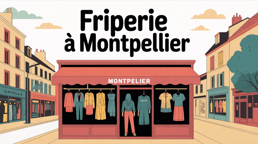 Scène animée friperie Montpellier boutique rétro