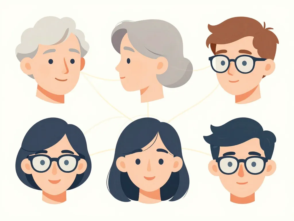 Diagramme coupe de cheveux femme 70 ans avec lunettes harmonie