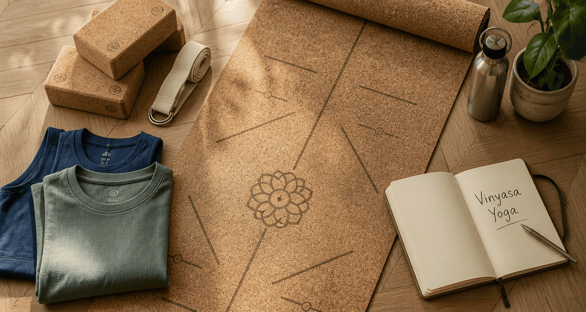 Tapis et accessoires vinyasa sur parquet clair