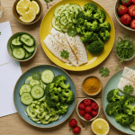 aliments faibles en calories sur table en bois