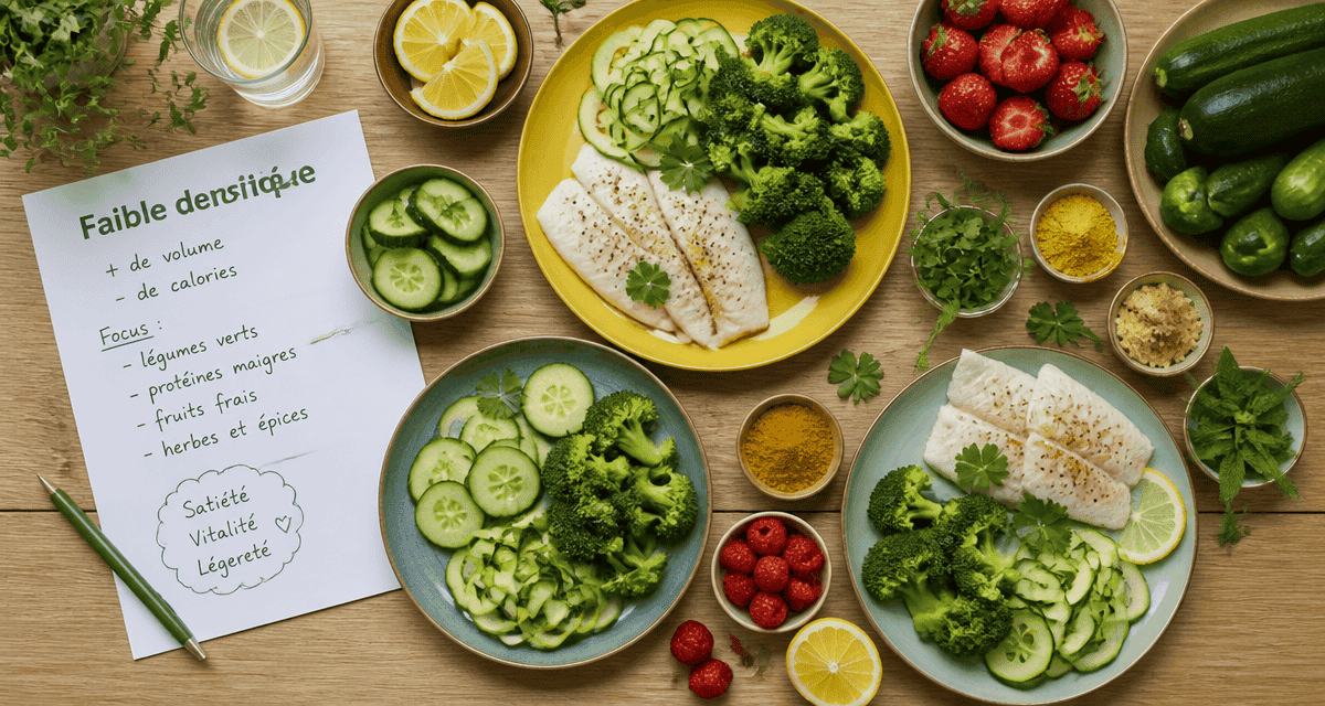 aliments faibles en calories sur table en bois