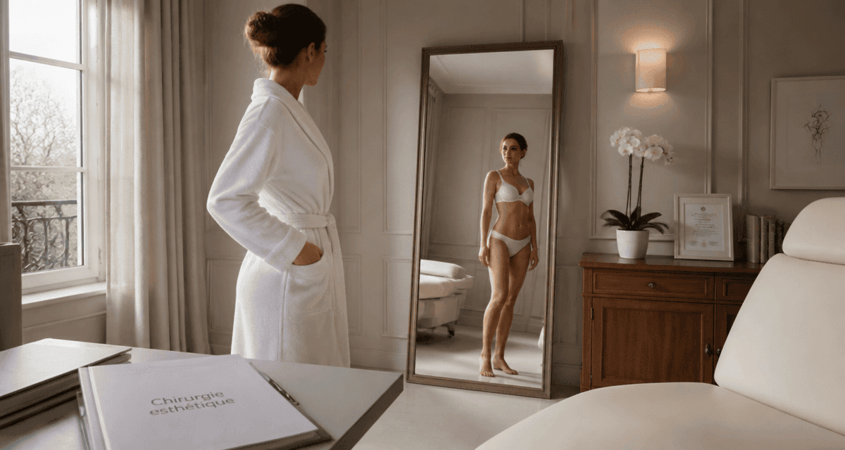 avant apres reduction mammaire femme miroir