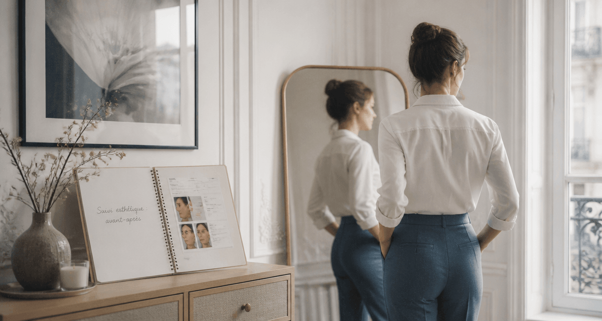 avant après resultat lipofilling mammaire femme miroir