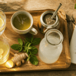 boisson pour perdre du poids sur plateau en bois