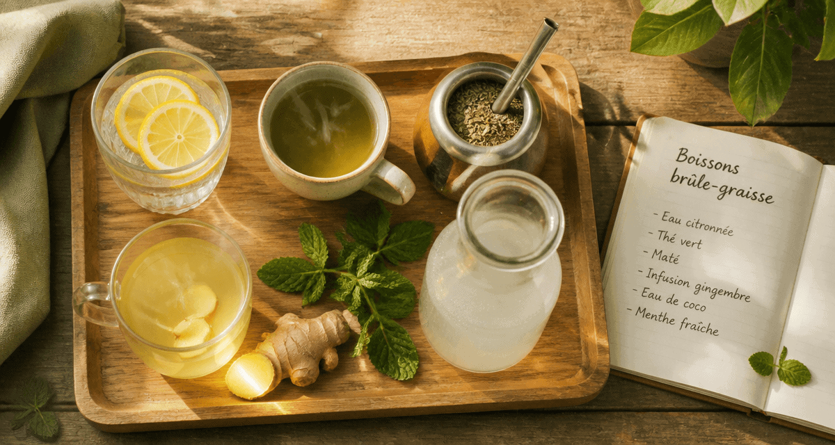 boisson pour perdre du poids sur plateau en bois