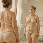 Bypass avant après peau excès de peau femme miroir