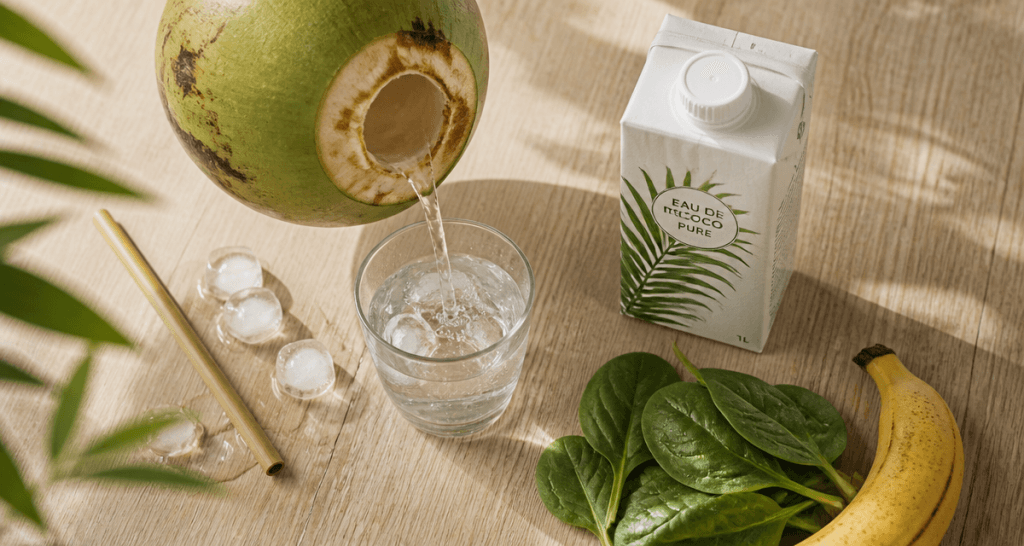 coconut water coconut water verre noix de coco ouverte