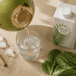 coconut water coconut water verre noix de coco ouverte