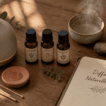 comment diffuser huile essentielle objets naturels sur table