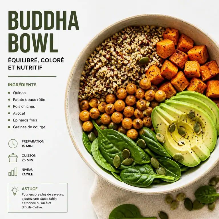 Buddha Bowl healthy au quinoa et patate douce pour une alimentation saine