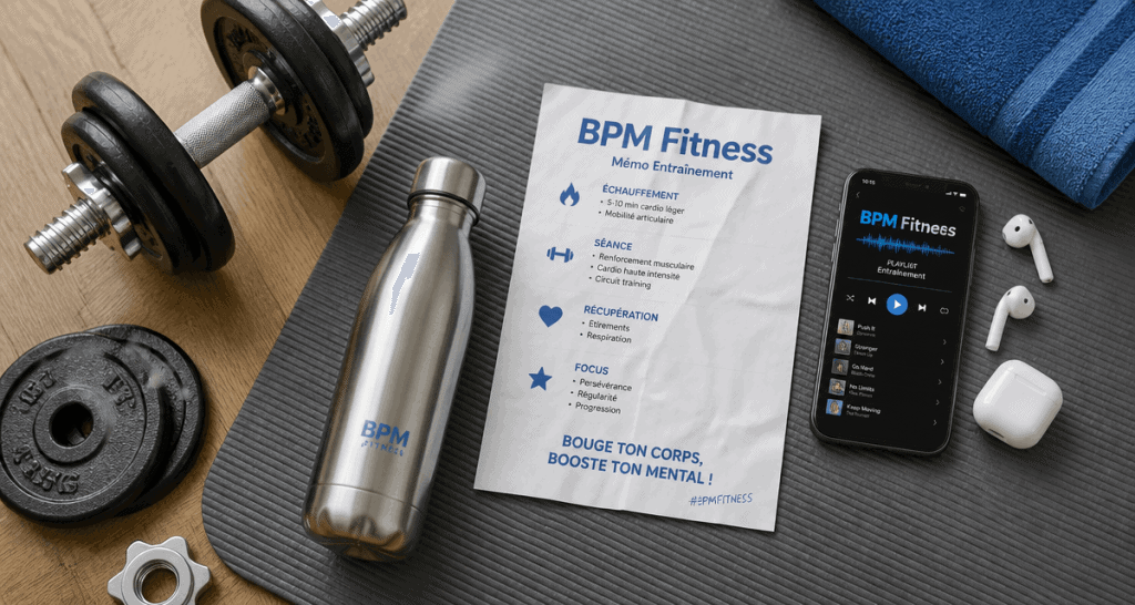 fitness en musique tapis haltères écouteurs