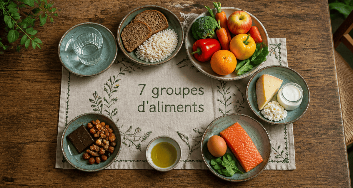 les 7 groupes d aliments tableau sur table