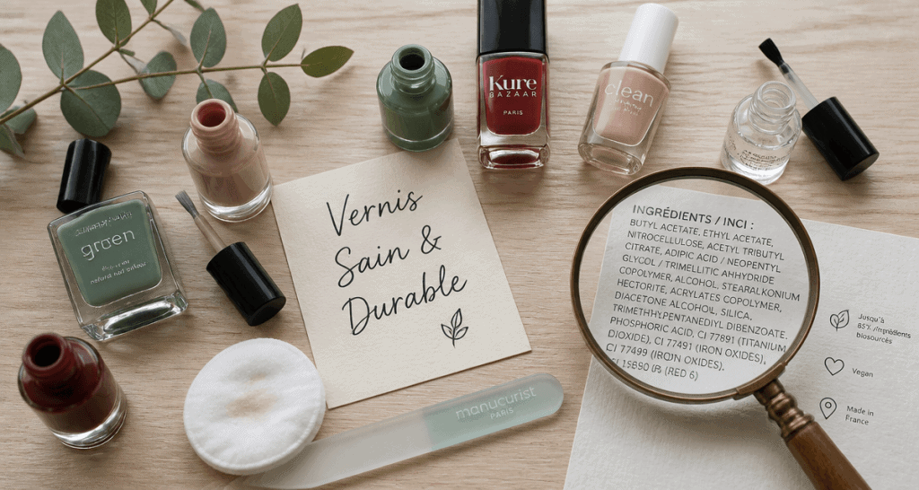 meilleur vernis à ongles flacons INCI loupe