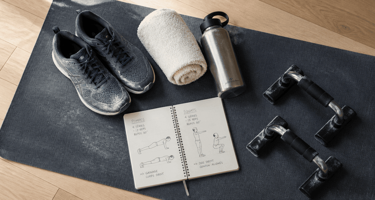 musculation poids du corps programme tapis baskets carnet