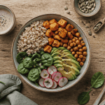 Nourriture healthy Buddha Bowl maison quinoa et légumes