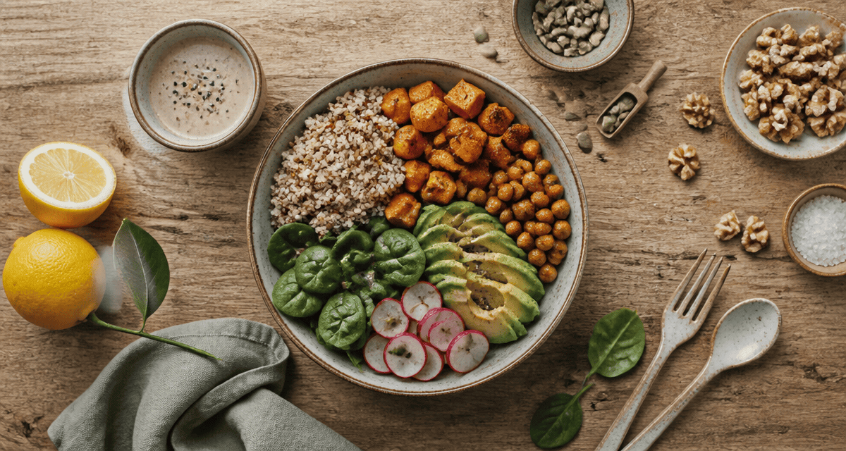 Nourriture healthy Buddha Bowl maison quinoa et légumes