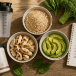 nutrition pour la musculation, bols de protéines et aliments sains