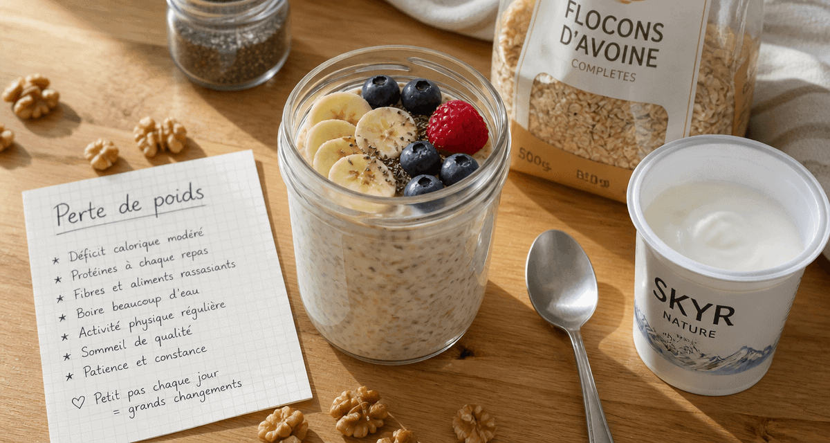 overnight oats perte de poids avec banane et graines