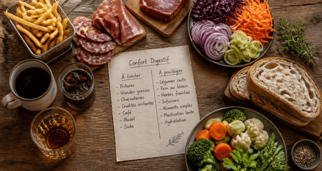 probleme de digestion aliments a eviter sur une table