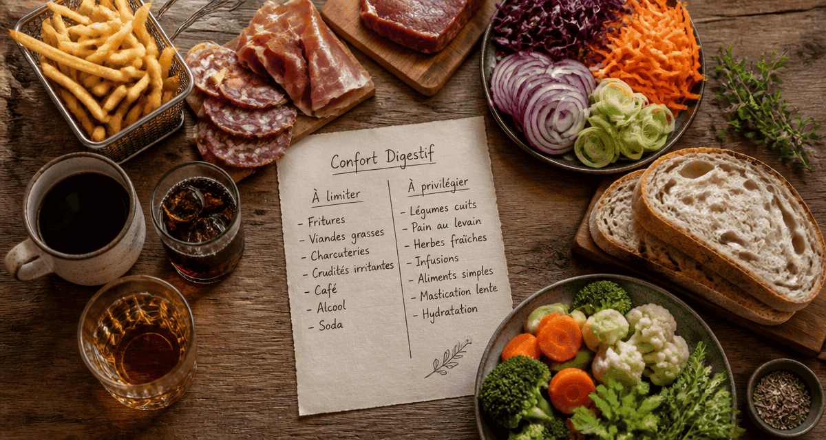 probleme de digestion aliments a eviter sur une table