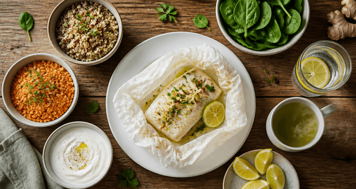 recette pour maigrir le ventre assiette cabillaud quinoa légumes