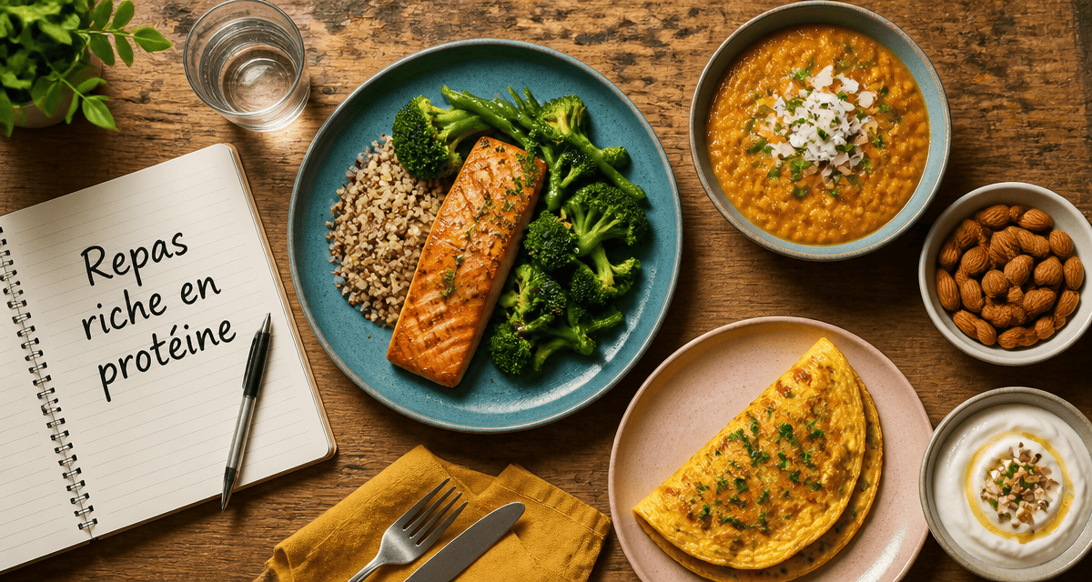 repas riche en proteine table variée