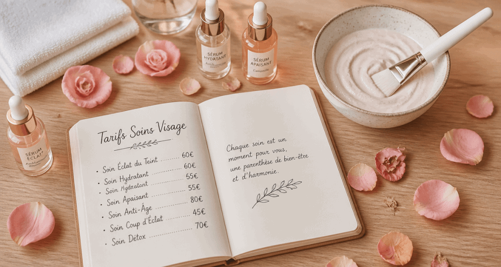 soin du visage prix table institut