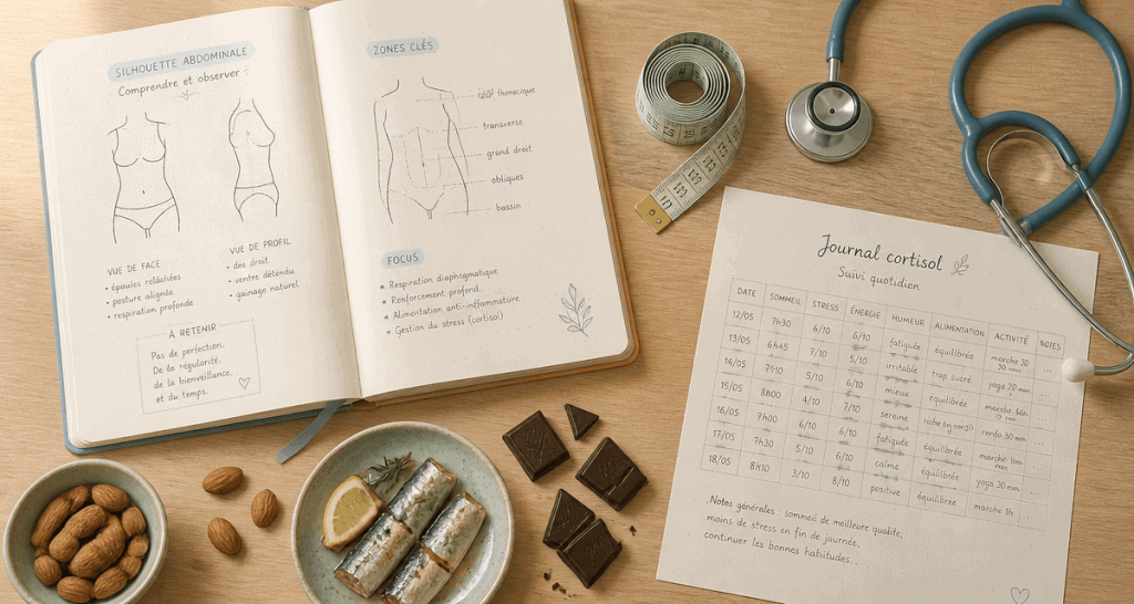 taux de cortisol eleve et ventre gonfle illustration