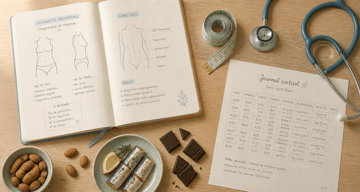taux de cortisol eleve et ventre gonfle illustration