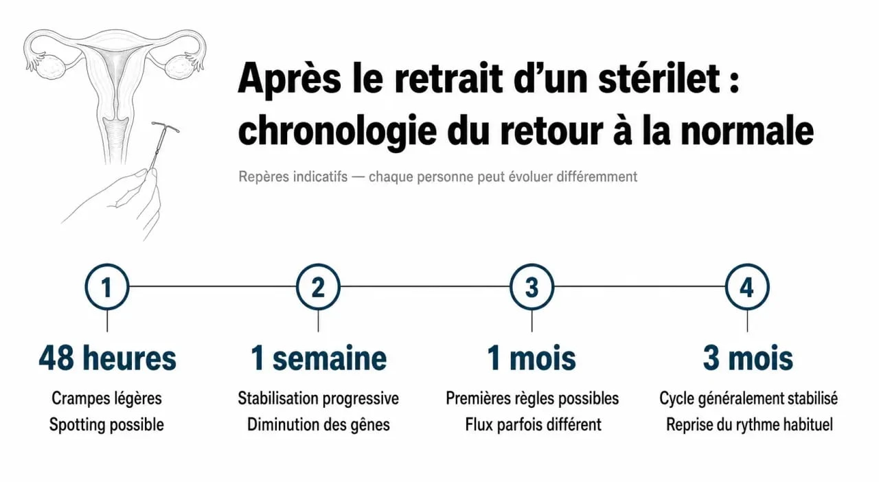 Chronologie du retour à la normale après le retrait d'un stérilet cuivre ou hormonal