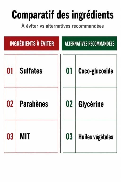 Infographie comparative des ingrédients de gel douche pour bien choisir son produit