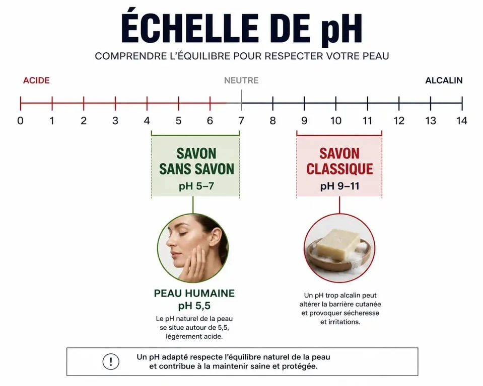 Comparaison du pH entre le savon classique et le meilleur savon sans savon pour la santé de la peau