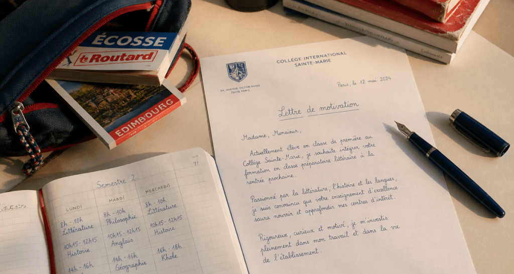 Lettre de motivation voyage scolaire sur bureau d'élève