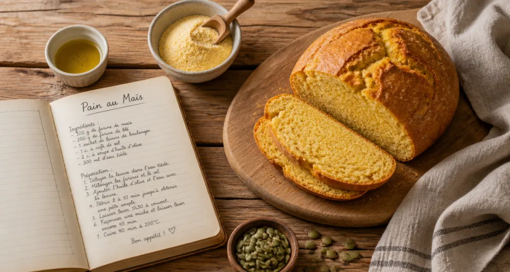Pain au mais bon pour la sante tranche et farine