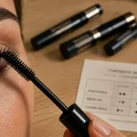Quel mascara choisir : mascara noir sur cils recourbés, gros plan brosse