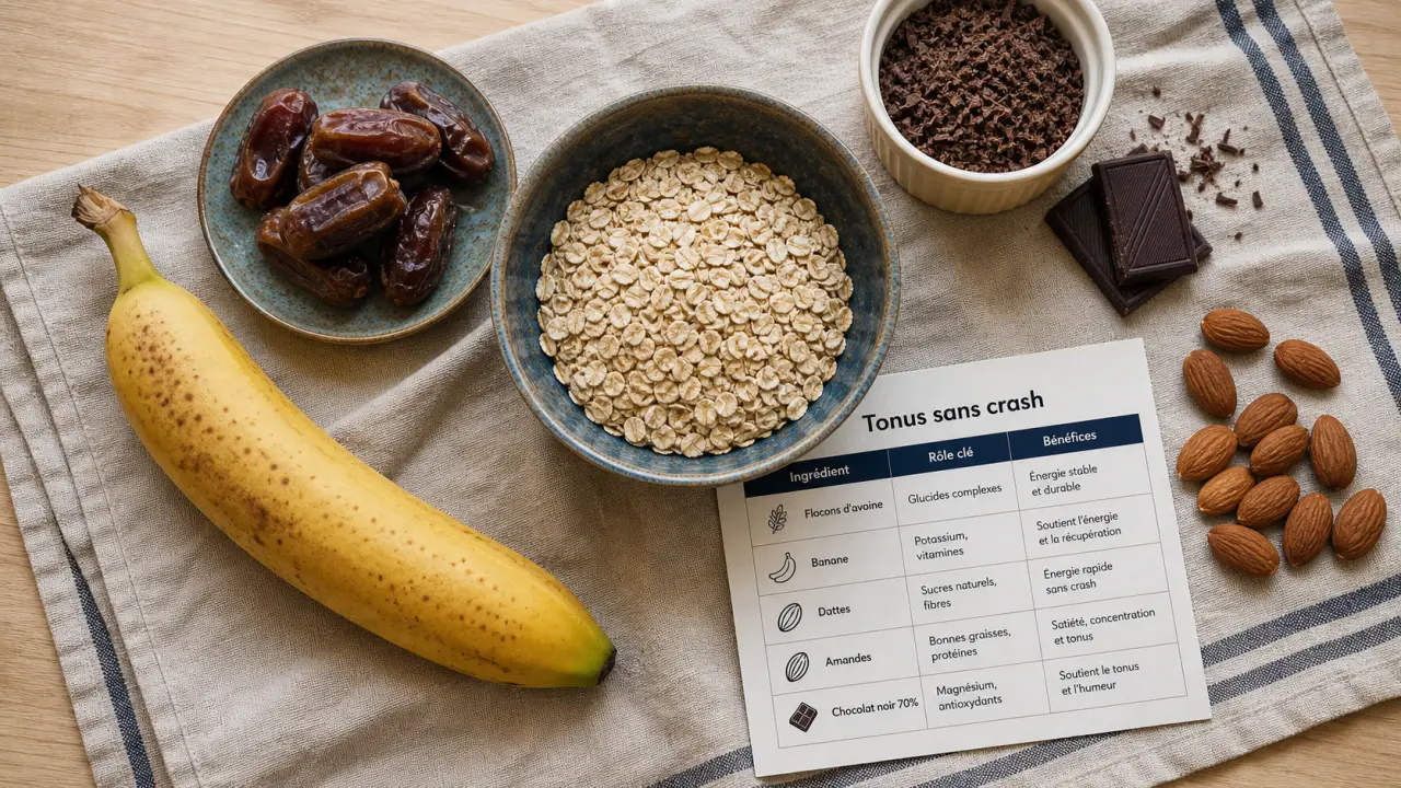 Aliment qui donne de l energie rapidement : avoine, banane et dattes