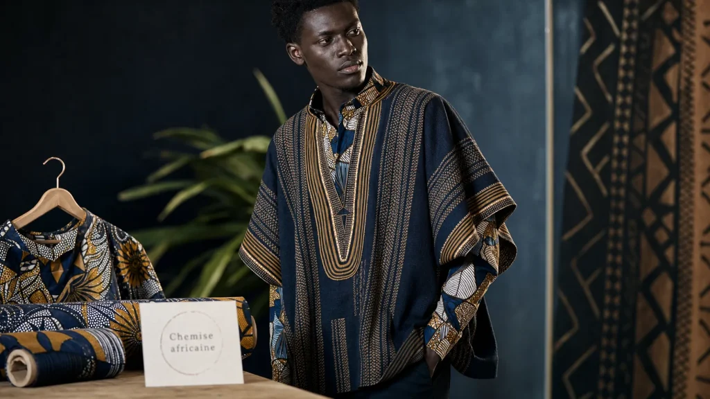 Chemise africaine homme en wax, dashiki et kitenge, studio