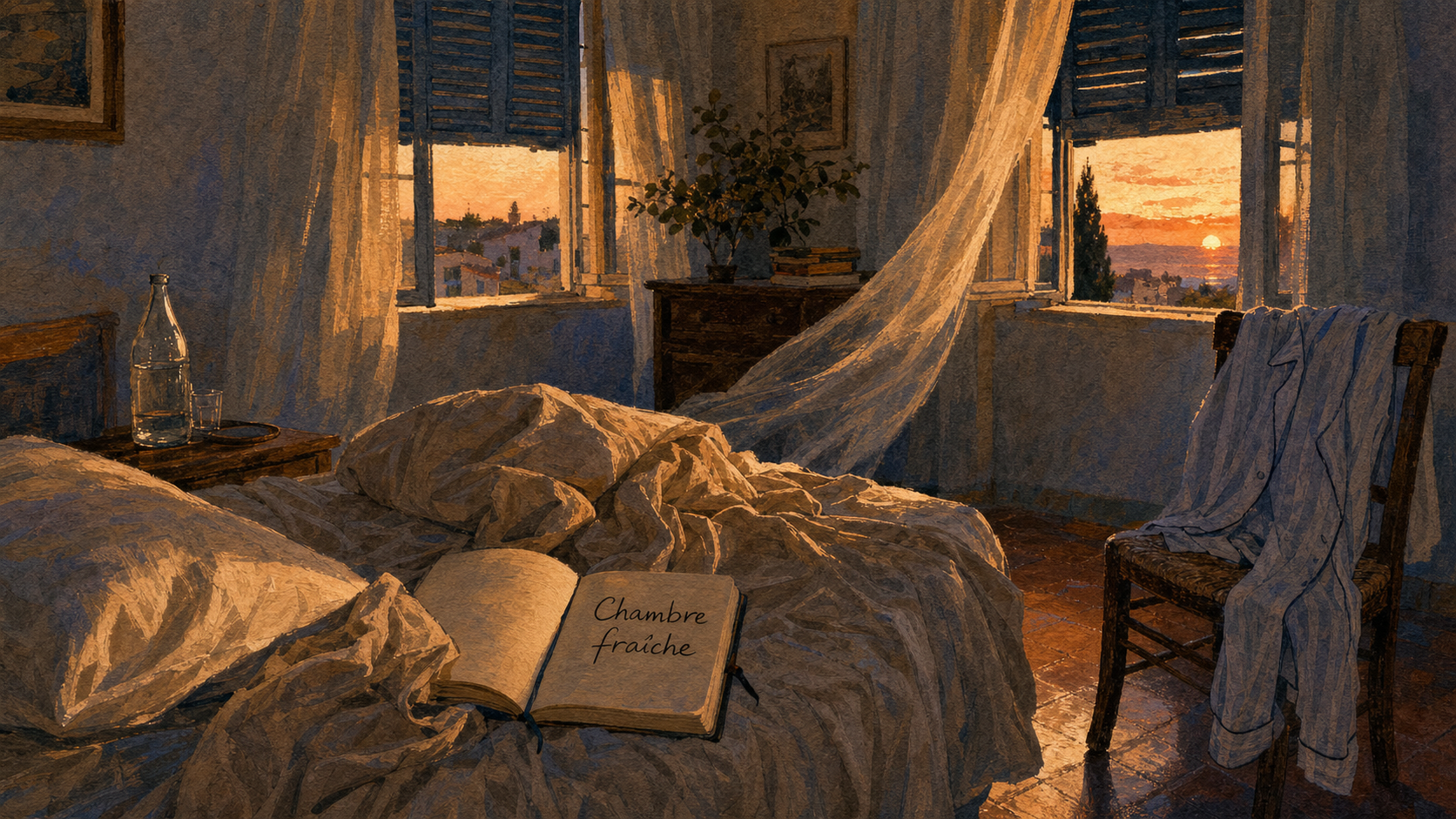 Comment se rafraîchir la nuit : chambre fraîche avec volets fermés et ventilation croisée