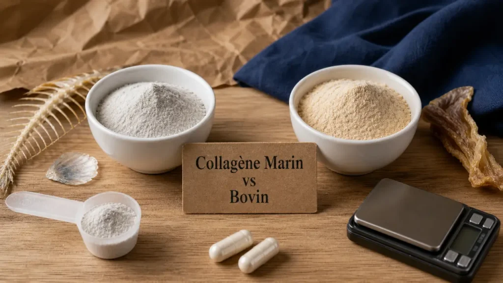 Difference collagene marin et bovin : bols de collagène marin et bovin