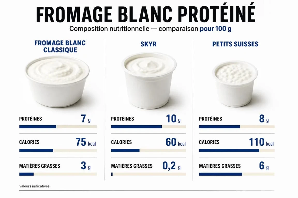Fromage blanc protéiné : comparaison nutritionnelle avec le skyr et les petits suisses