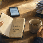 Être gentille, limites claires : carnet et post-it sur un bureau