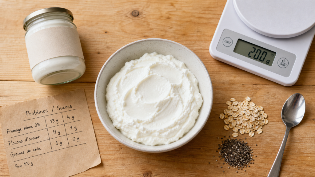 Fromage blanc protéiné vs skyr : protéines (5-8 g, 12 g)