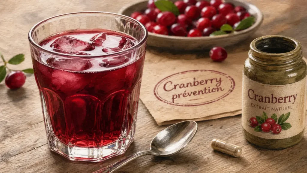 Jus de cranberry pour infection urinaire, prévention des récidives