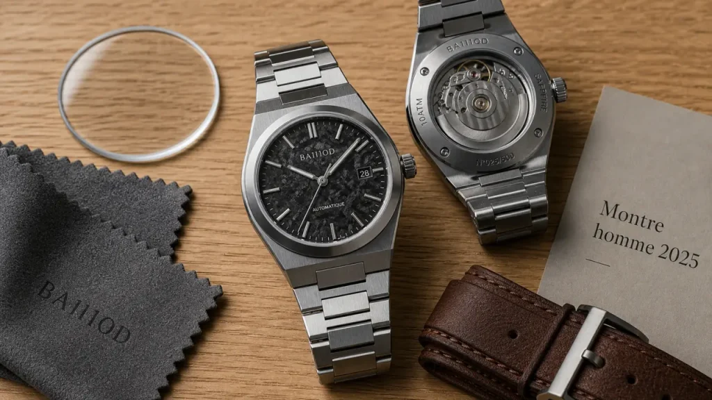 Montre homme 2025 automatique quartz solaire, cadran et bracelet acier
