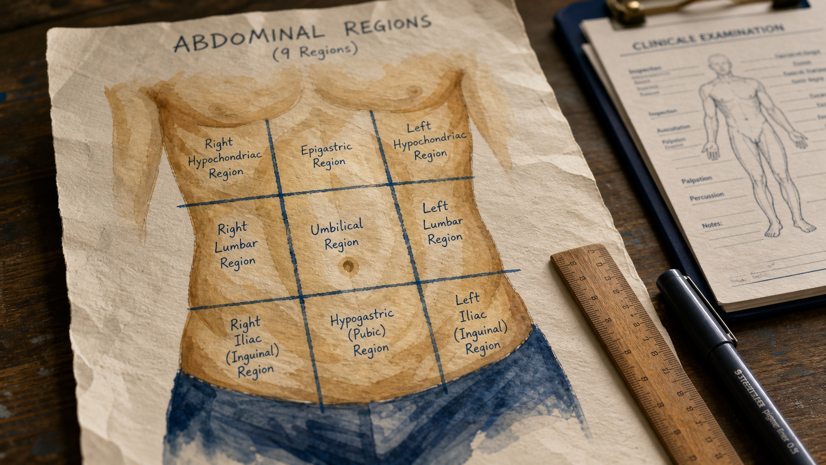 Les organes des 9 regions de l abdomen : tableau et repères cliniques