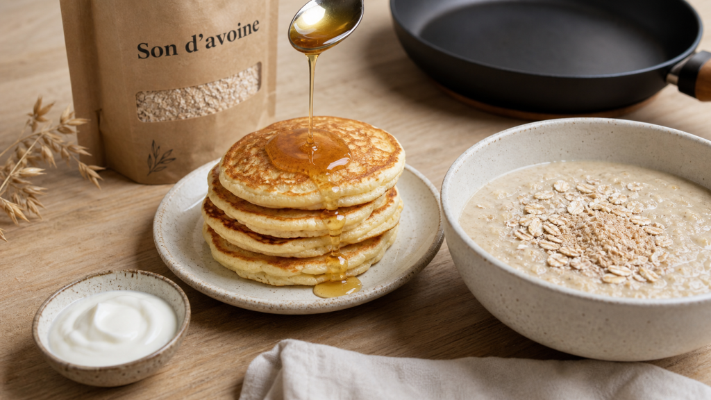 Son d'avoine recette : pancakes moelleux au miel